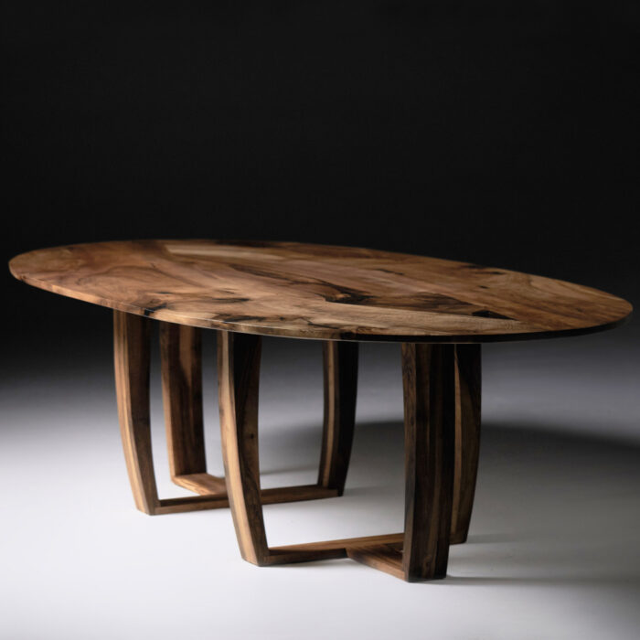 P&L Oval Dining Table in English and French Walnut