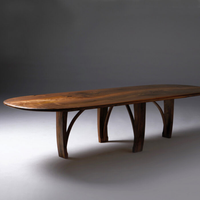 Pebble Edge English Walnut Dining Table with Chapel Legs