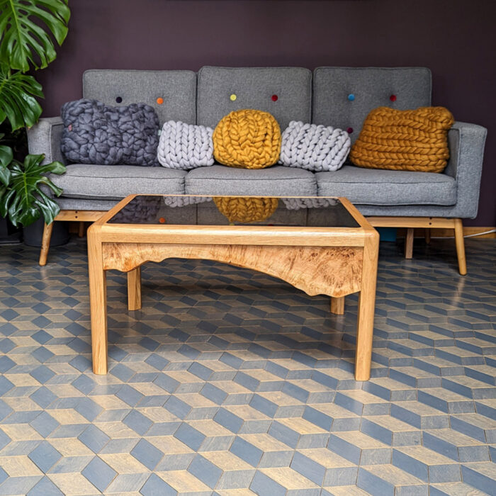 Glass Topped ‘Live Railed’ Coffee Table