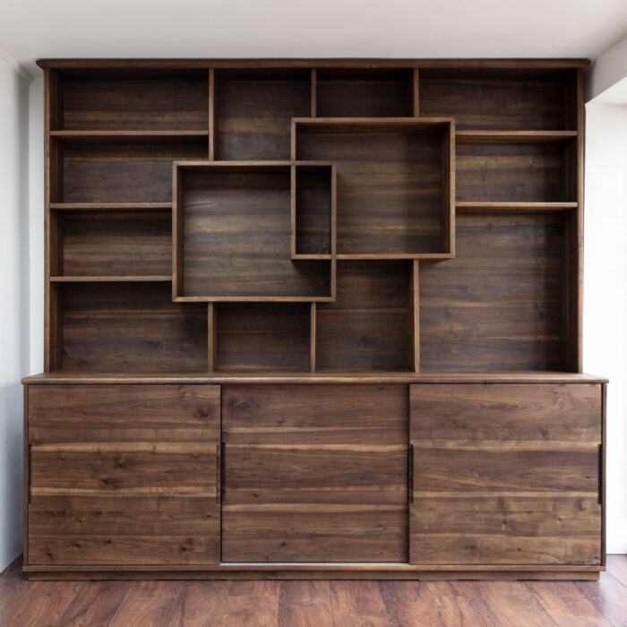 Walnut Sideboard with Shelving Unit